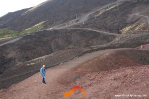 around the crater